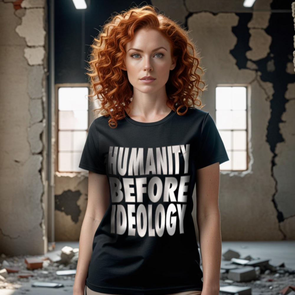 Humanity Before Ideology, Vanilla Text Unisex T-Shirt